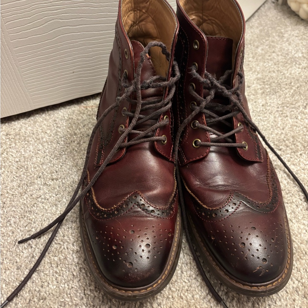La Milano Men's Burgundy Leather Brogue Boots